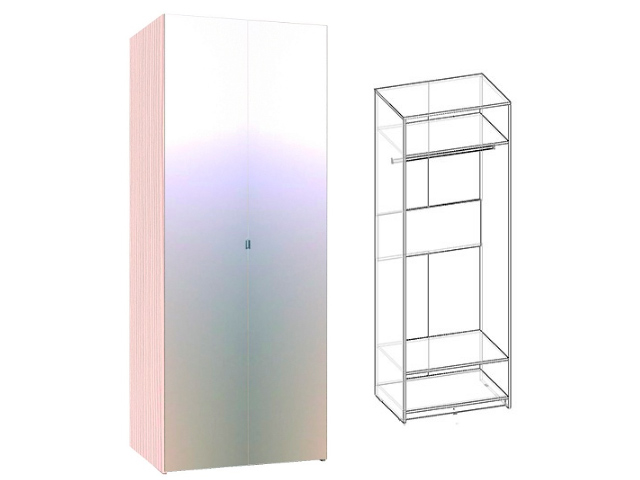 Шкаф для одежды 35 Зеркало+Зеркало (Бодега светлый)
